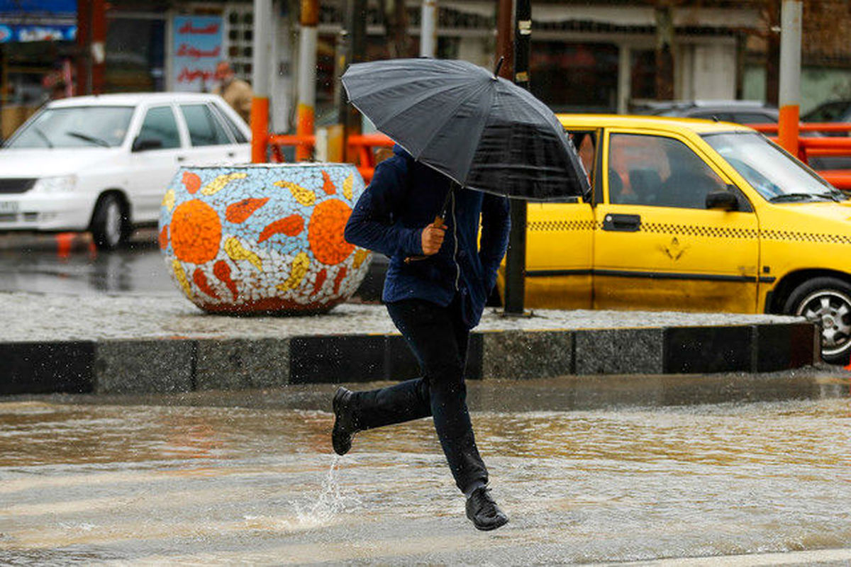 بارش باران و وزش باد شدید در تهران