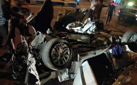واژگونی مرگبار خودروی پژو پارس