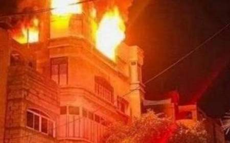 جان باختن ۲۱ فلسطینی بر اثر آتش‌سوزی در غزه
