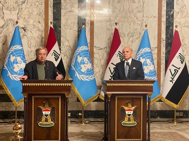 ورود گوترش به عراق پس از ۶ سال/ فواد حسین: روابط ما با سازمان ملل قوی است